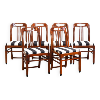 Ensemble de 6 chaises de salle à manger Schuitema, design Jugendstil/Art Nouveau
