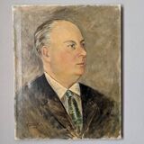 Old oil painting portrait of a man from the 20th century