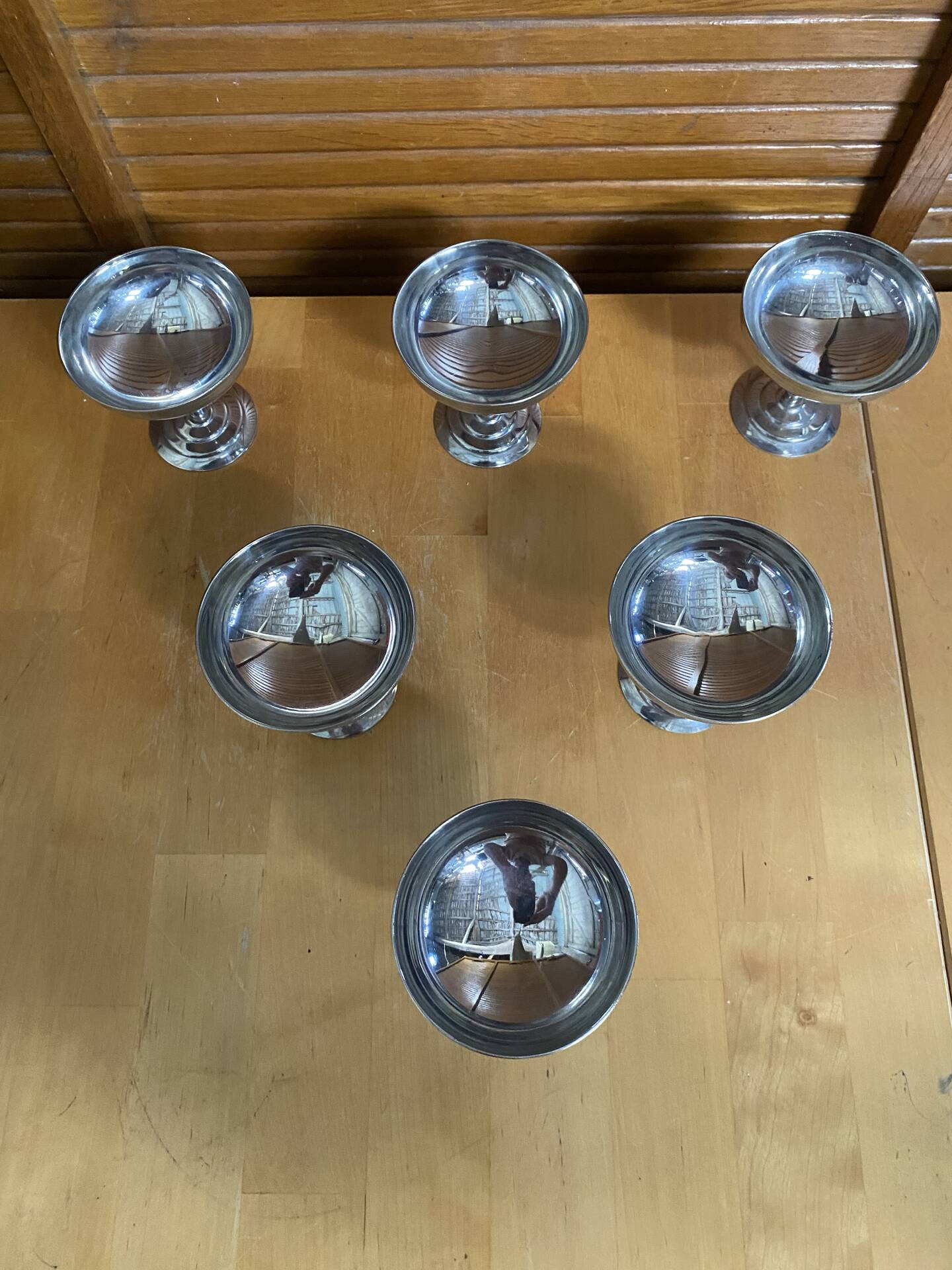Set of 6 ice cream bowls rémy letang stainless steel vintage design #e407