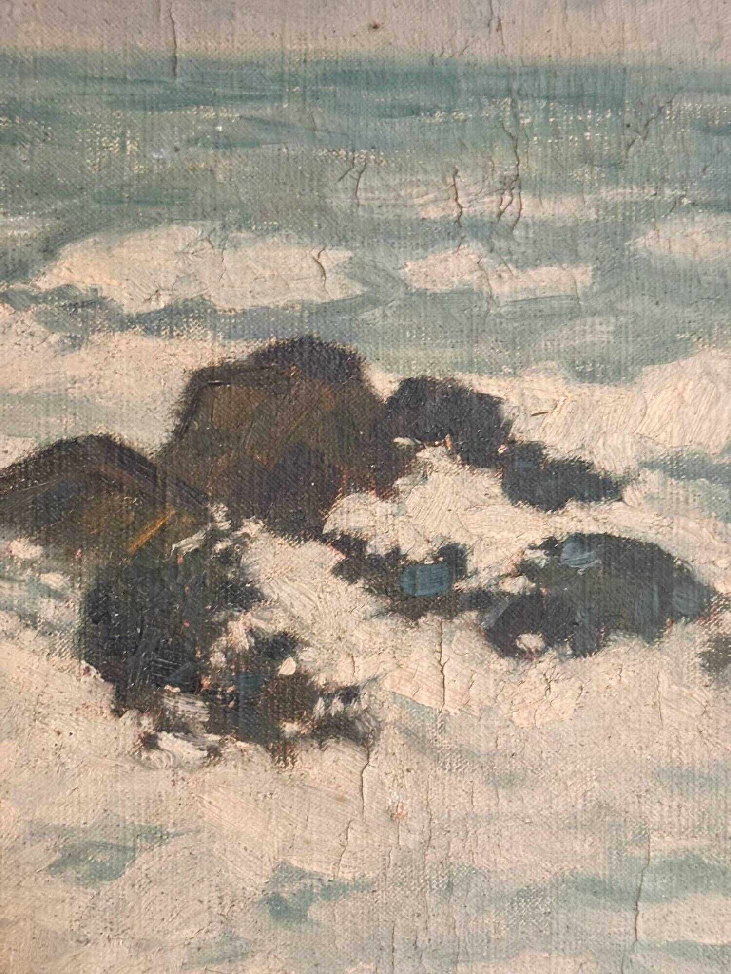 Table Oil Canvas Marine Sea Waves Lucien Vogt Painting Landscape Coast
