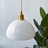 Vintage white glass half-sphere pendant light