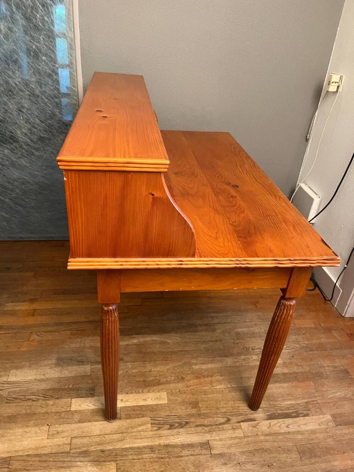 Wooden desk with drawers and storage