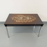 Vintage rectangular coffee table from the 60s 70s in ceramic, black metal and chrome metal
