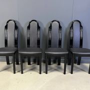 Postmodern lacquered wood Italian dining chairs, 1980s