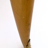 Vintage Beech and Maple Dining Table with a Patterned Blue Glass Top, Italy
