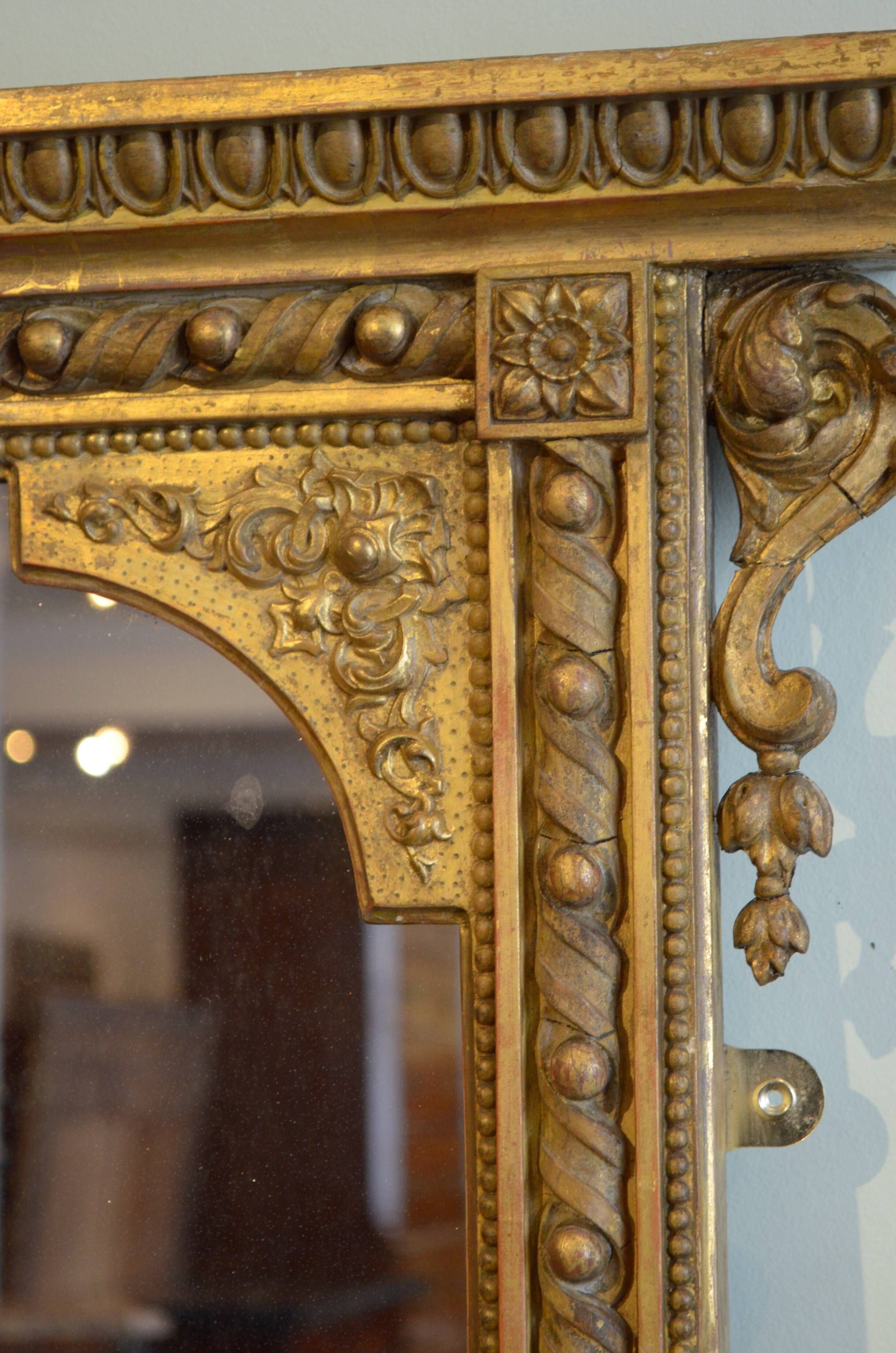 English giltwood overmantle mirror h161cm