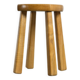 Four-legged stool in solid elm, France circa 1960