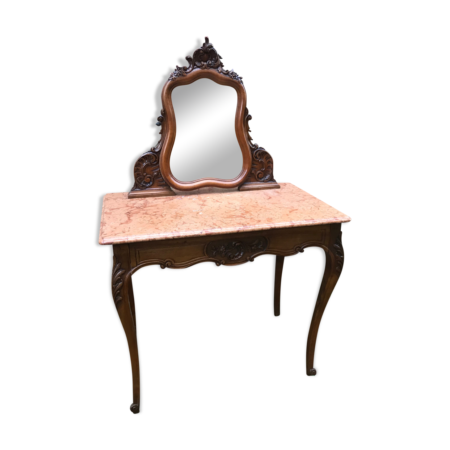 Coiffeuse rocaille Louis XV noyer 1900