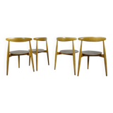 Chaises de salle à manger danoises « cœur » en hêtre et teck, FH4103, bz Hans J. Wegner pour Frity Hansen, années 1950