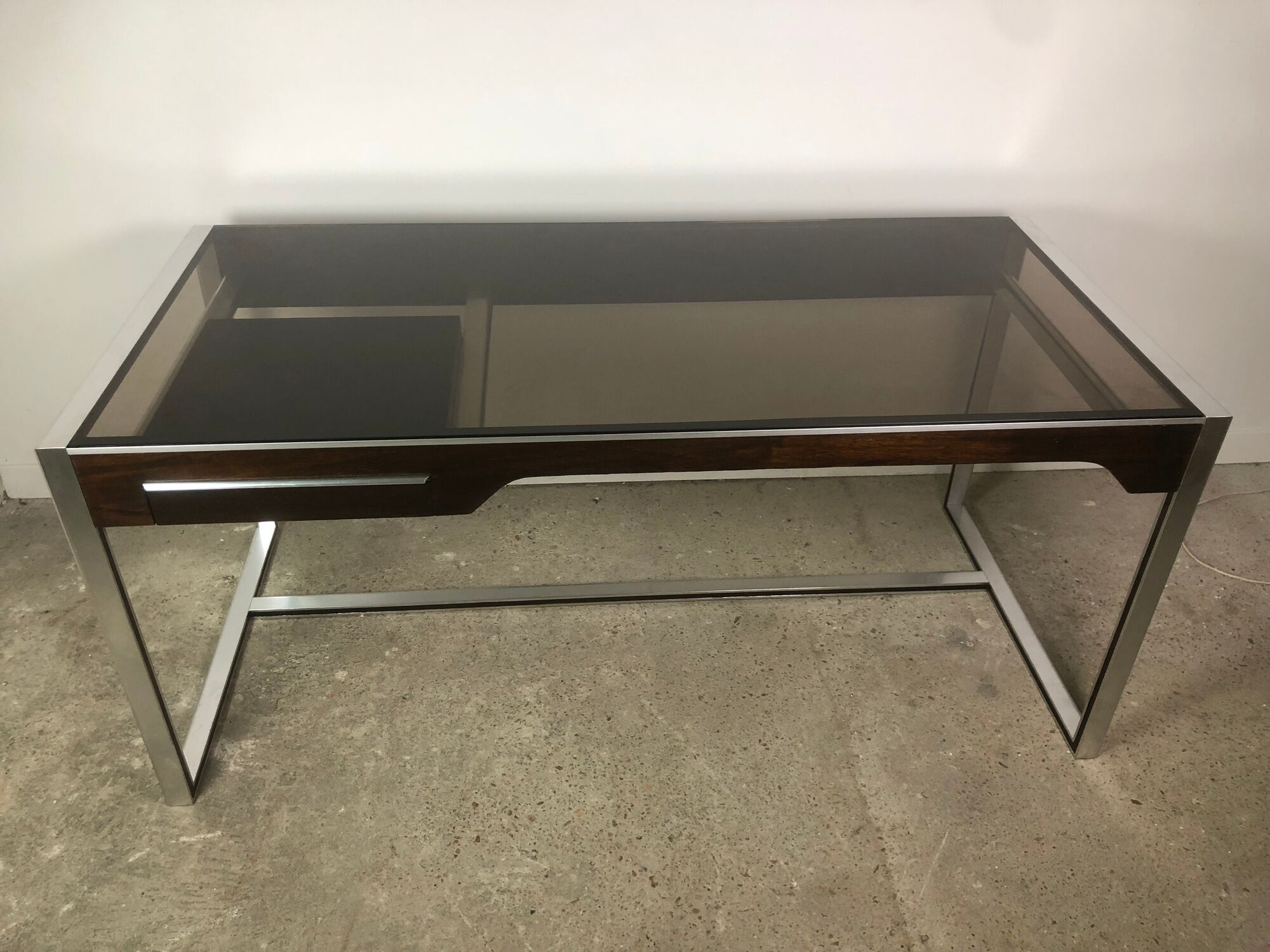 Metal and rosewood desk by Claude Gaillard for Ligne Roset 70'S