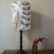 Aged metal table lamp, botanical shade