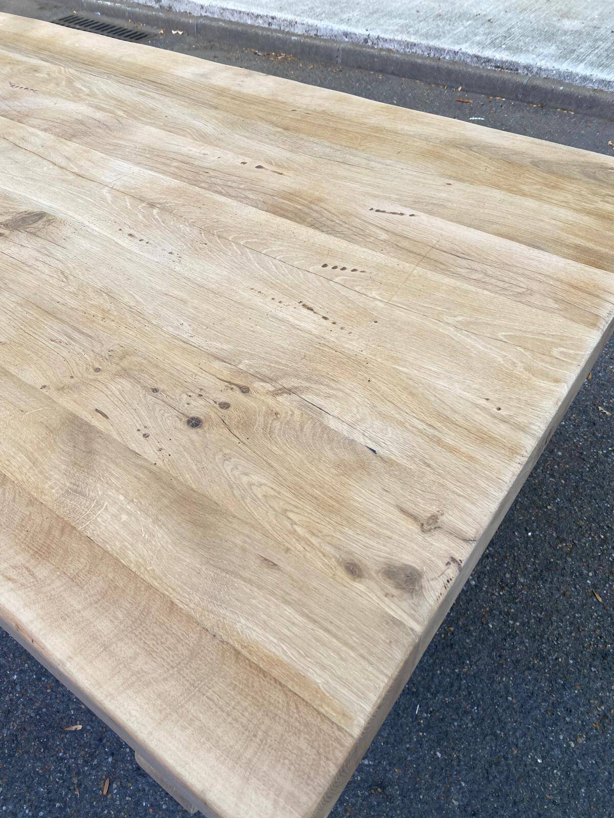 Large extendable monastery table stripped in raw solid oak 200 cm