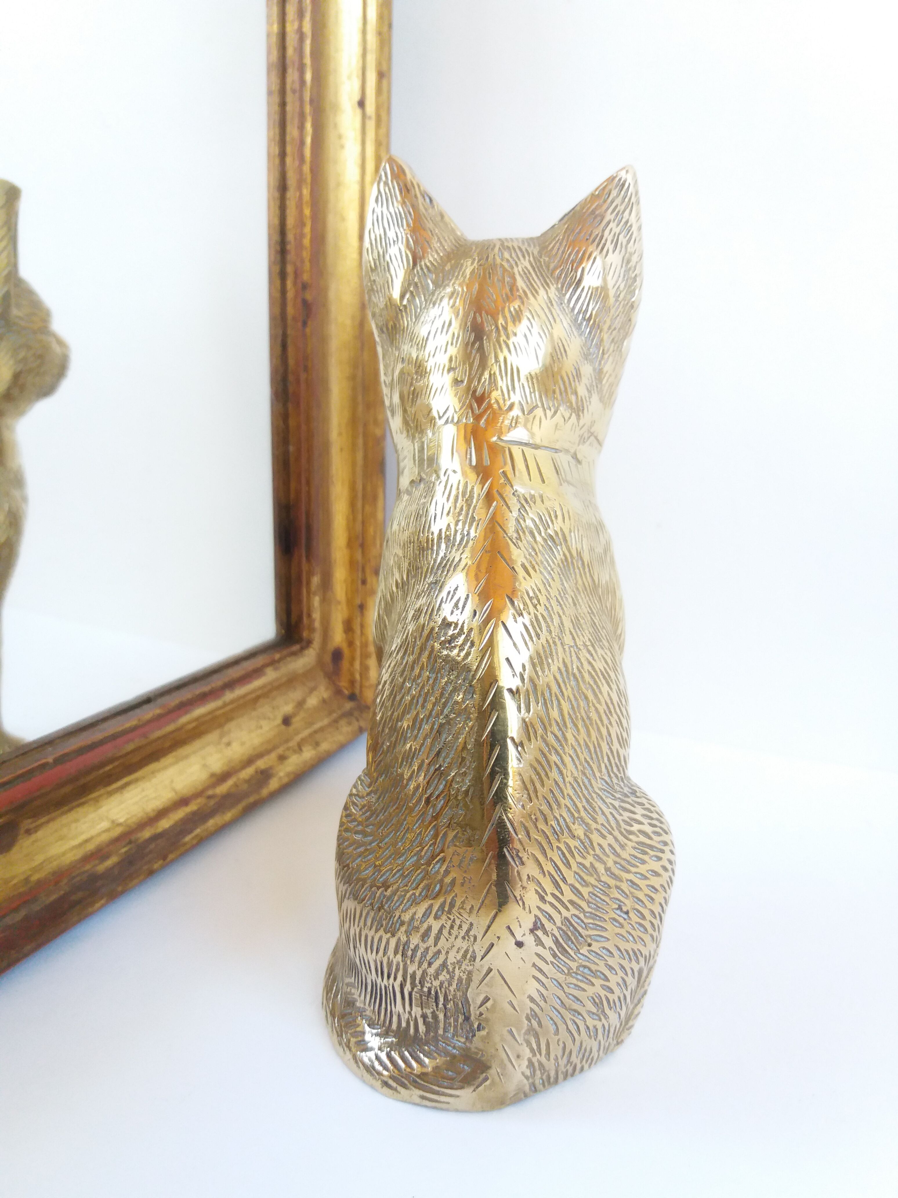 Golden brass cat