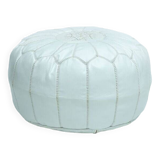 Moroccan leather pouf, moroccan ottoman pouf, white moroccan pouf, vintage