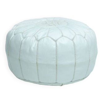 Moroccan leather pouf, moroccan ottoman pouf, white moroccan pouf, vintage