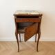 Napoleon III bedside table in marquetry wood and marble