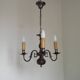 Italian Vintage Silver Brushed Metal 3 Light Flemish Style Chandelier