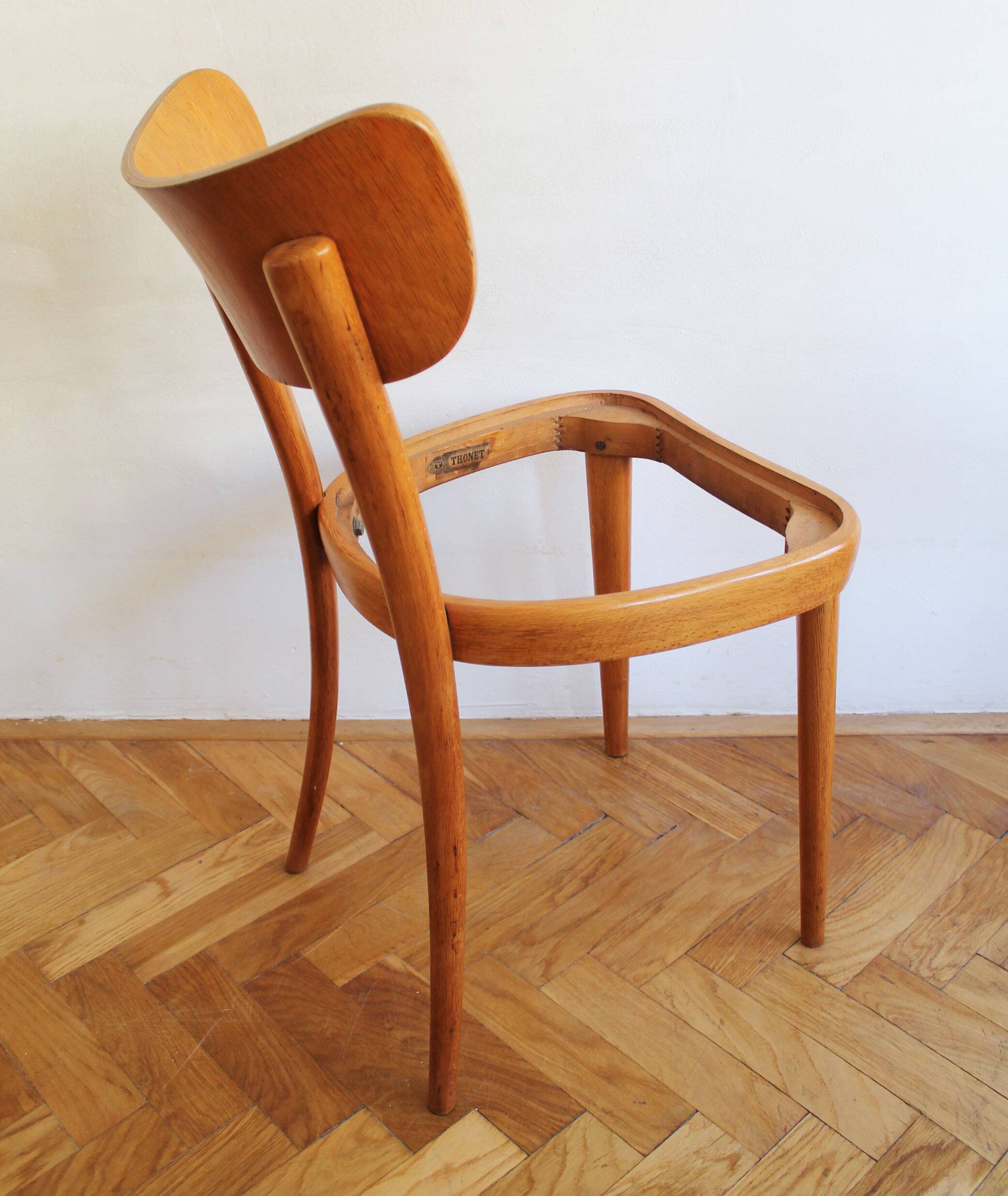 Set of Four Thonet Dining Chairs, Late 1940s