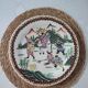 Magnificent vintage decorative plate signed in earthenware with Asian decor.
