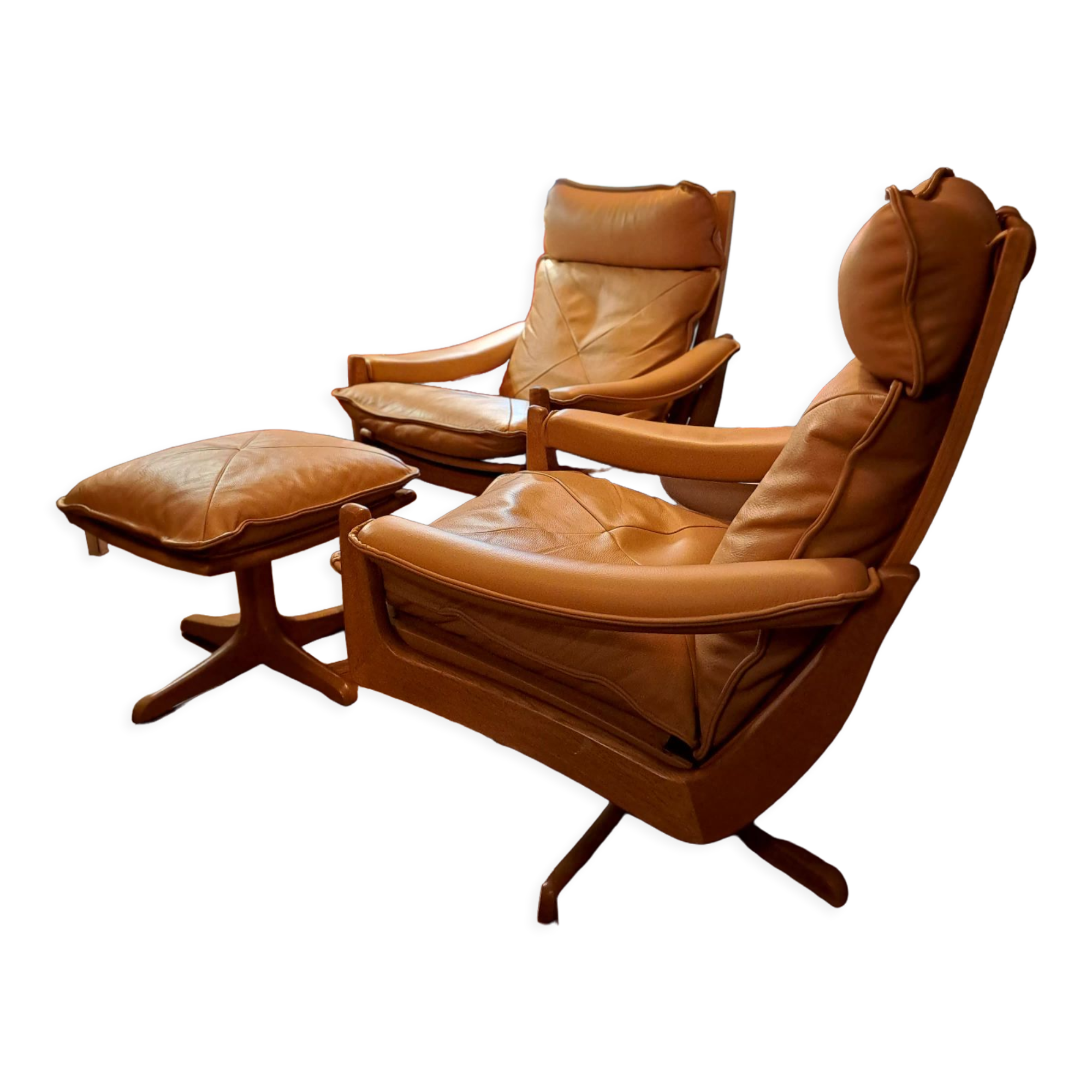 Pairs of armchairs and ottoman by Soda Galvano for Lied Mobler, Norway 1970