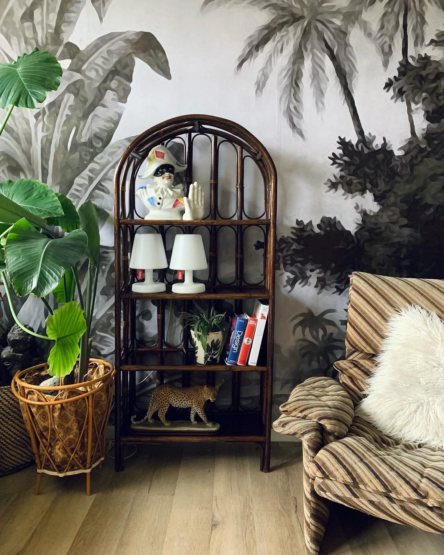 Rattan bookcase shelf