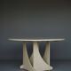 Architectural hand built Dining Table in white washed pine, 1970s
