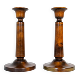 Mid-century set of 4 birch candlesticks by Carl Malmsten, Sweden, 1960s.