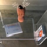 Plexiglas and glass coffee table - design 1980
