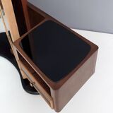 Wooden Entryway Mirror Organizer with Black Glass Tops, Italy