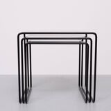 Black Metal frame Nesting tables German 1970s