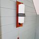 Scandinavian wall light in opaline and teak, 1960s