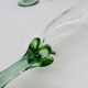 6 vintage champagne flutes, green stem, France