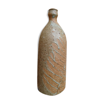 Sandstone bottle with inlaid fern décor by Alain Bernard Breton potter