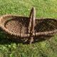 Basket with wicker handle picking vegetable garden mushrooms