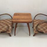 Set of 2 armchairs H 410 Halabala and coffee table for UP Závody, Czechoslovakia