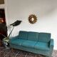 Mid-century sofa, three-seater in turquoise shade