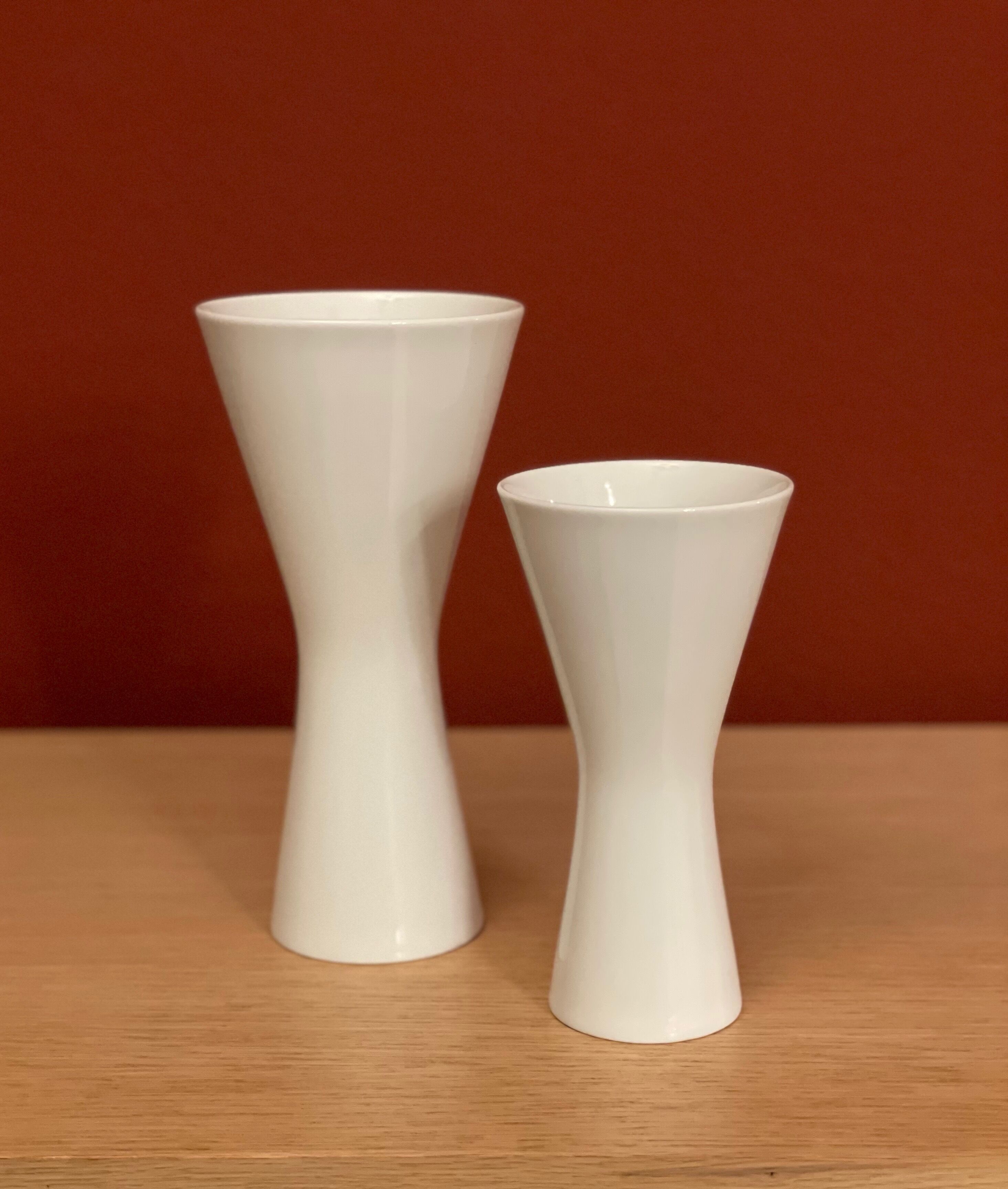 2x White Porzellan Vases by H&C Heinrich Selb 1960s