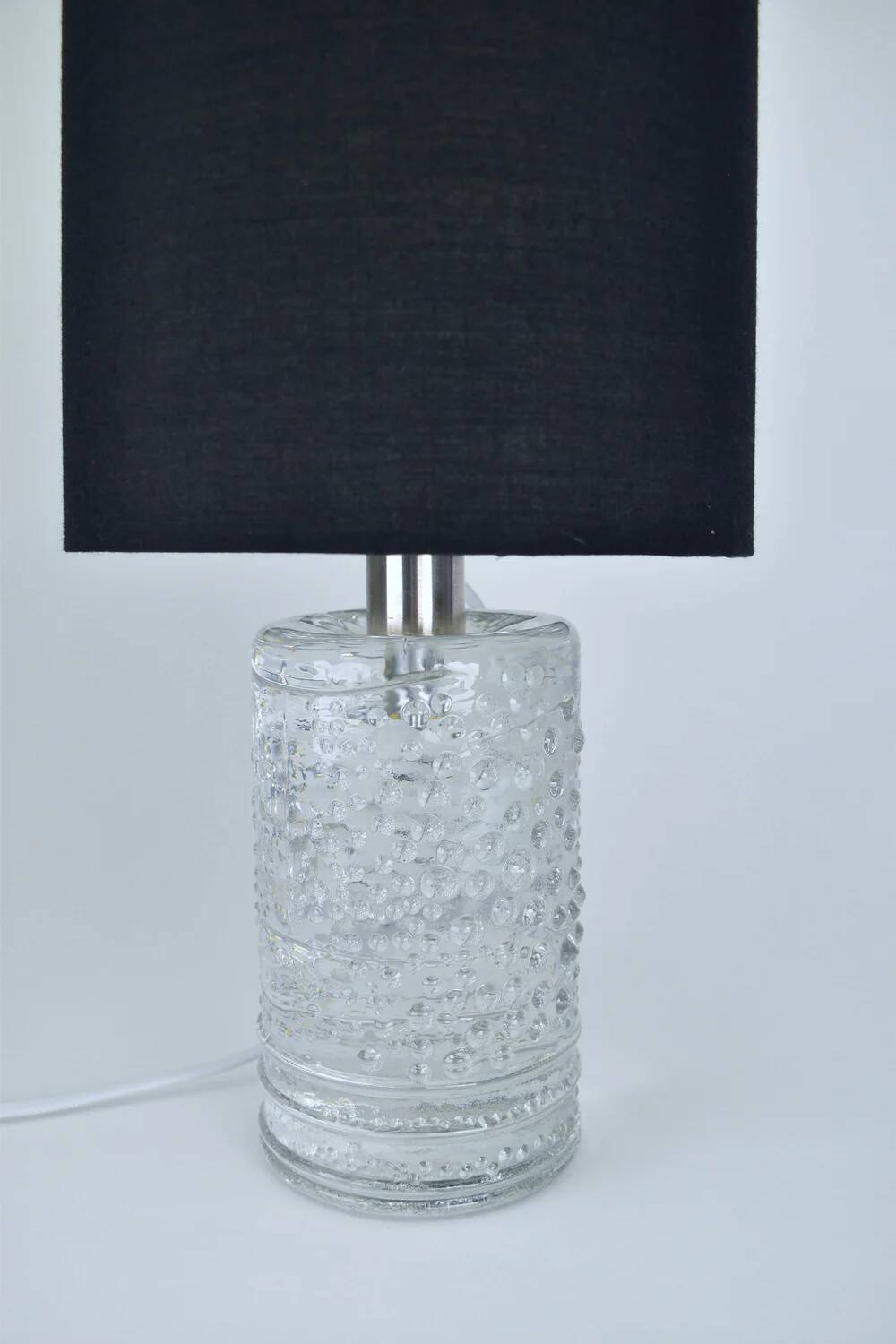 Mid-century solid crystal structured table lamp by Willem Heesen for Royal Leerdam