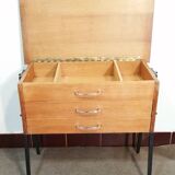 Scandinavian worker / bedside table in wood and metal from the 50s-60s