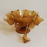 Service for punch or sangria 70s glassware Biot 8 cups