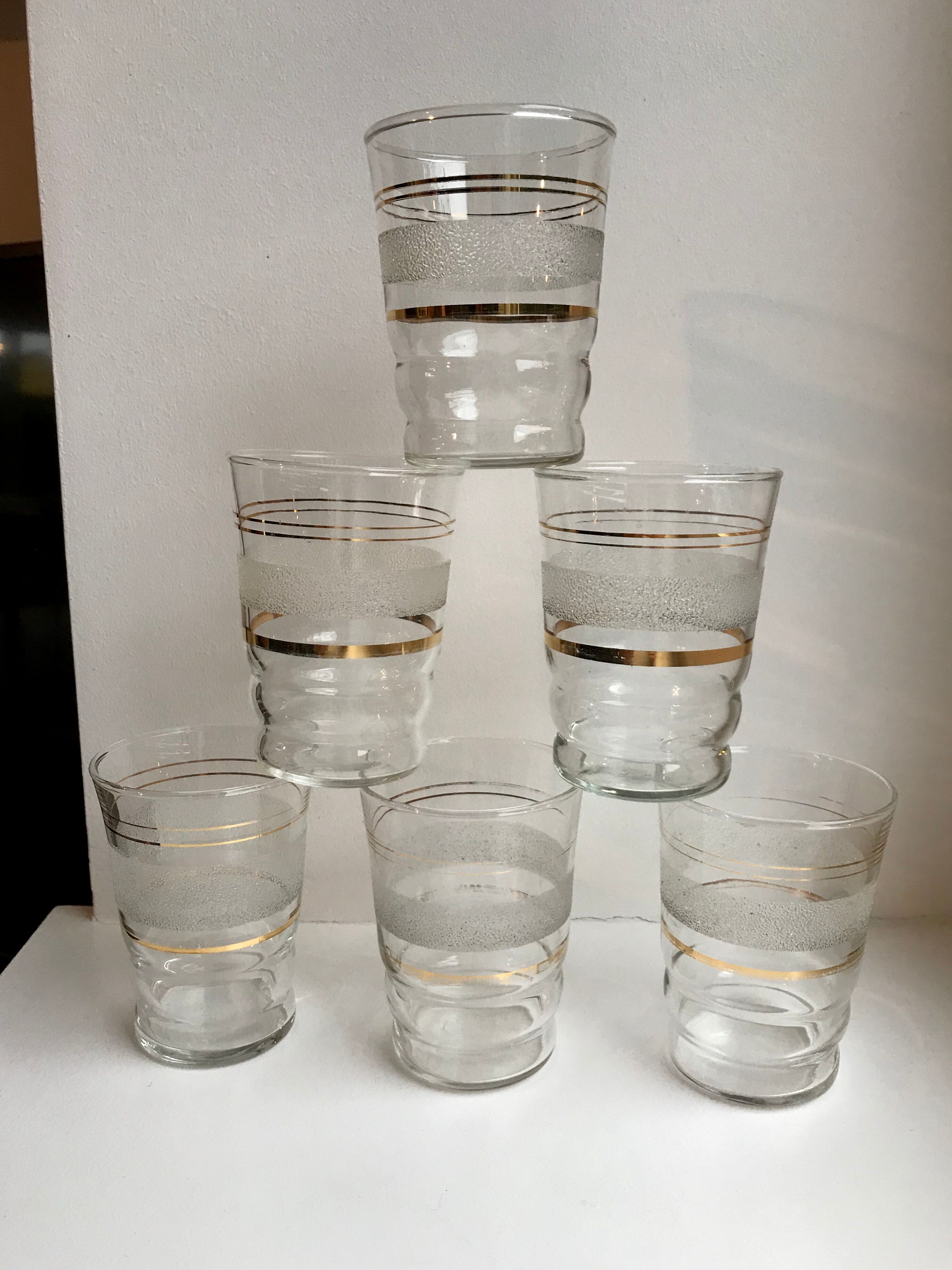 Set of 6 50s granite water glasses