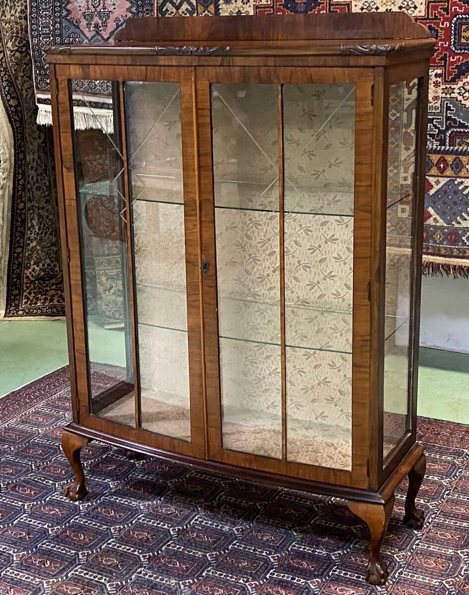 English art deco walnut showcase