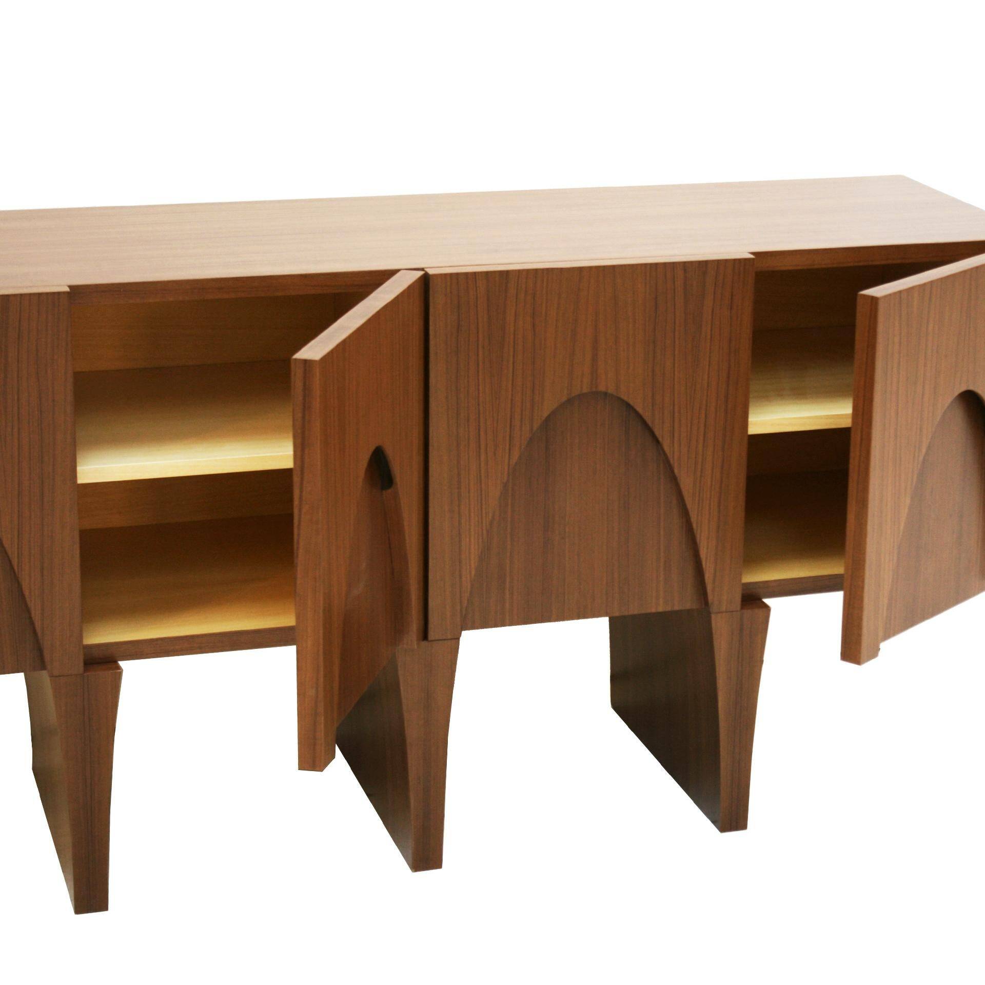 Contemporary Modern Teak and Lemongrass Wood Italian Sideboard