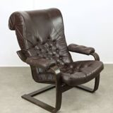 Fauteuil de salon luxueux en cuir, années 1970