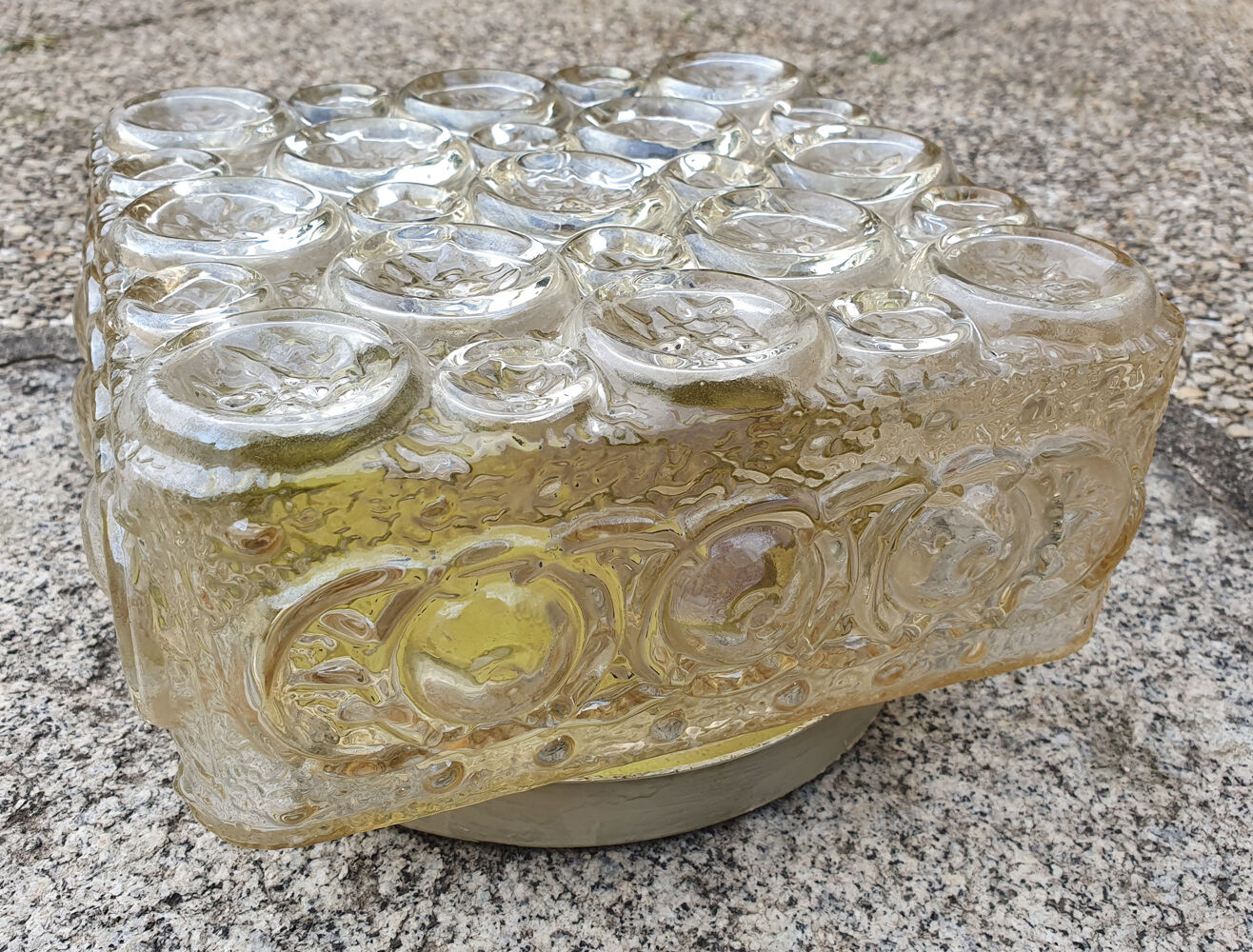 Ceiling lamp circle, amber, vintage, 70s