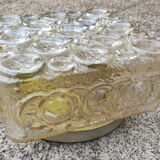 Ceiling lamp circle, amber, vintage, 70s