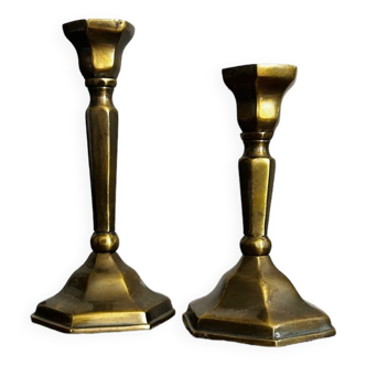 Pair of old brass candlesticks