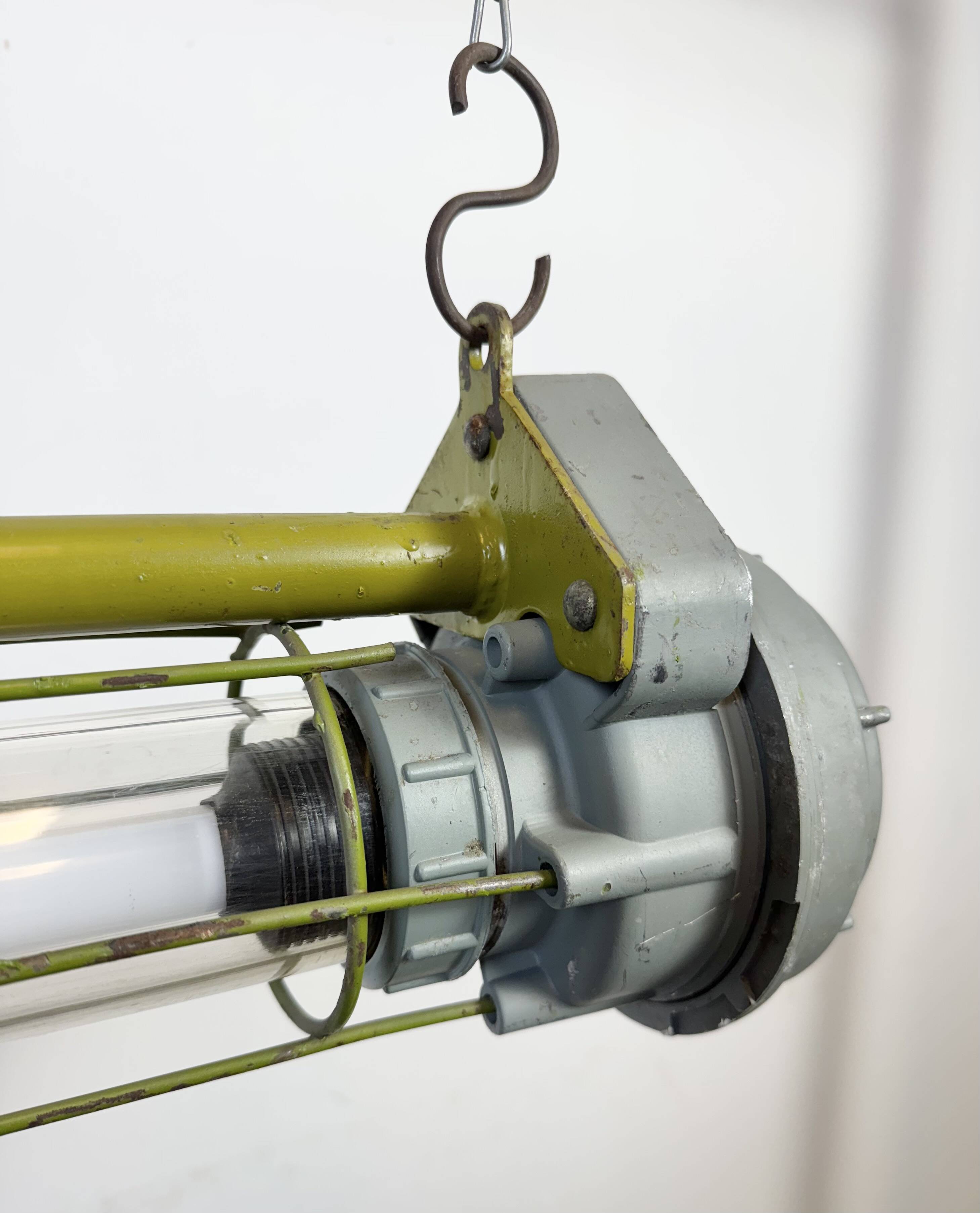 Grey Soviet Industrial Hanging Tube Light, 1970s