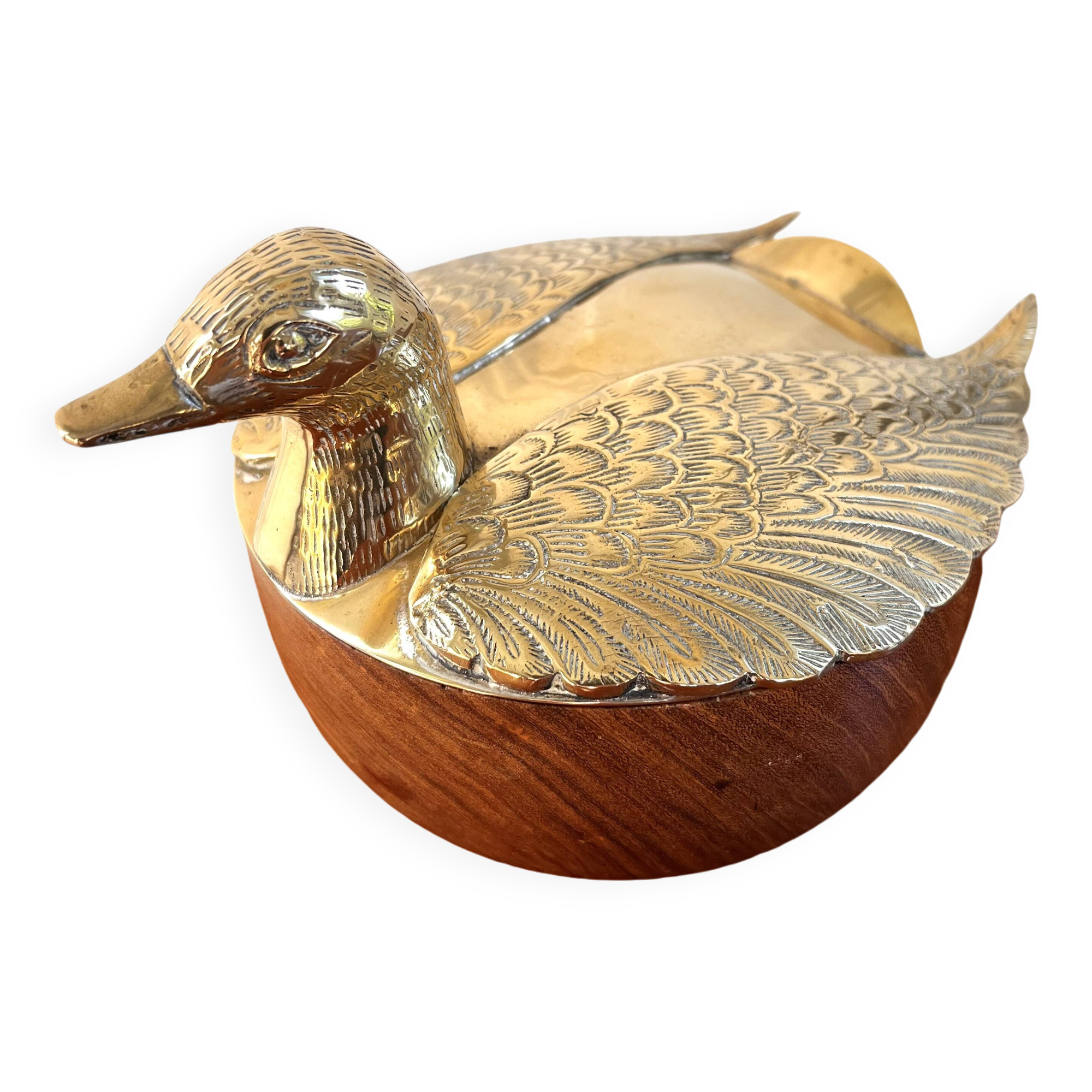 Brass duck wooden box
