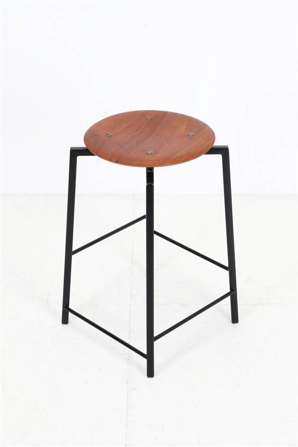 Extraordinary Danish workshop stool / fully restored / teak / steel / mid-century modern design / industrial / 1960s